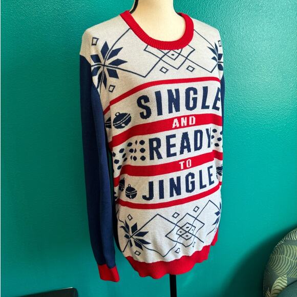 Single And Ready To Jingle Ugly Christmas Sweater Women's XXL - Picture 2 of 10